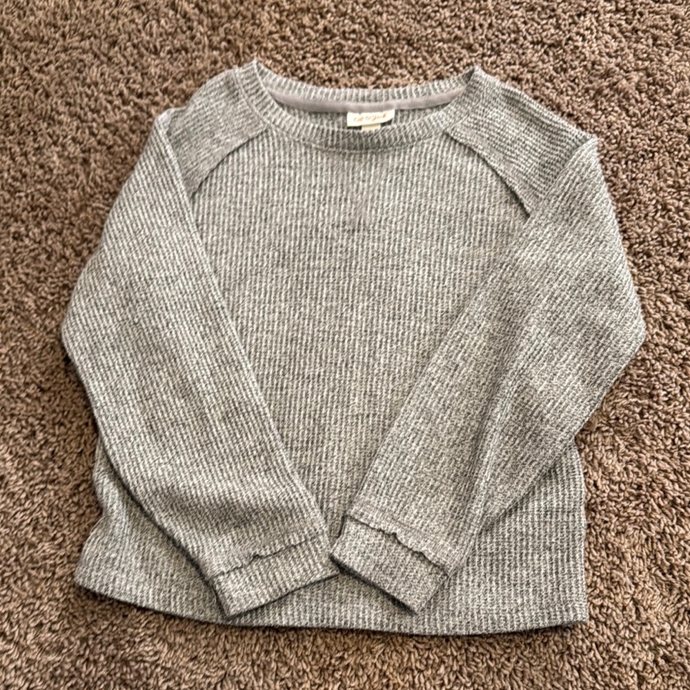 Cat & Jack Gray Crew Neck Sweater with Raglan Sleeves